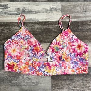 H&M pink floral cropped tank top